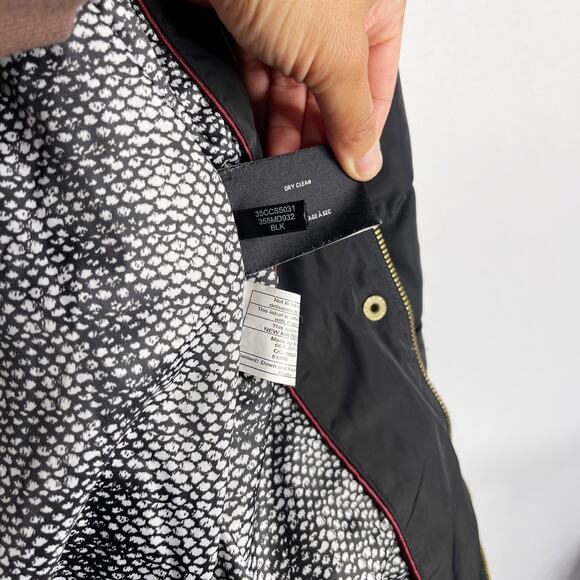 Cole Haan Womens XLarge XL Black Faux Fur Trim Down Puffer Jacket Quilted Belt - Picture 7 of 11